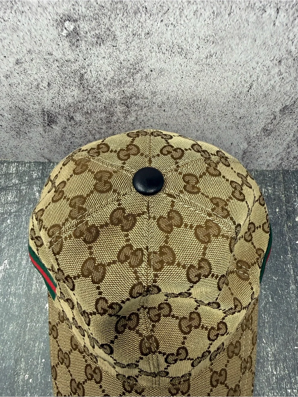 Gucci Hat Cap Baseball Cap GG Canvas Sherry Line Beige Size XL Unisex Authentic